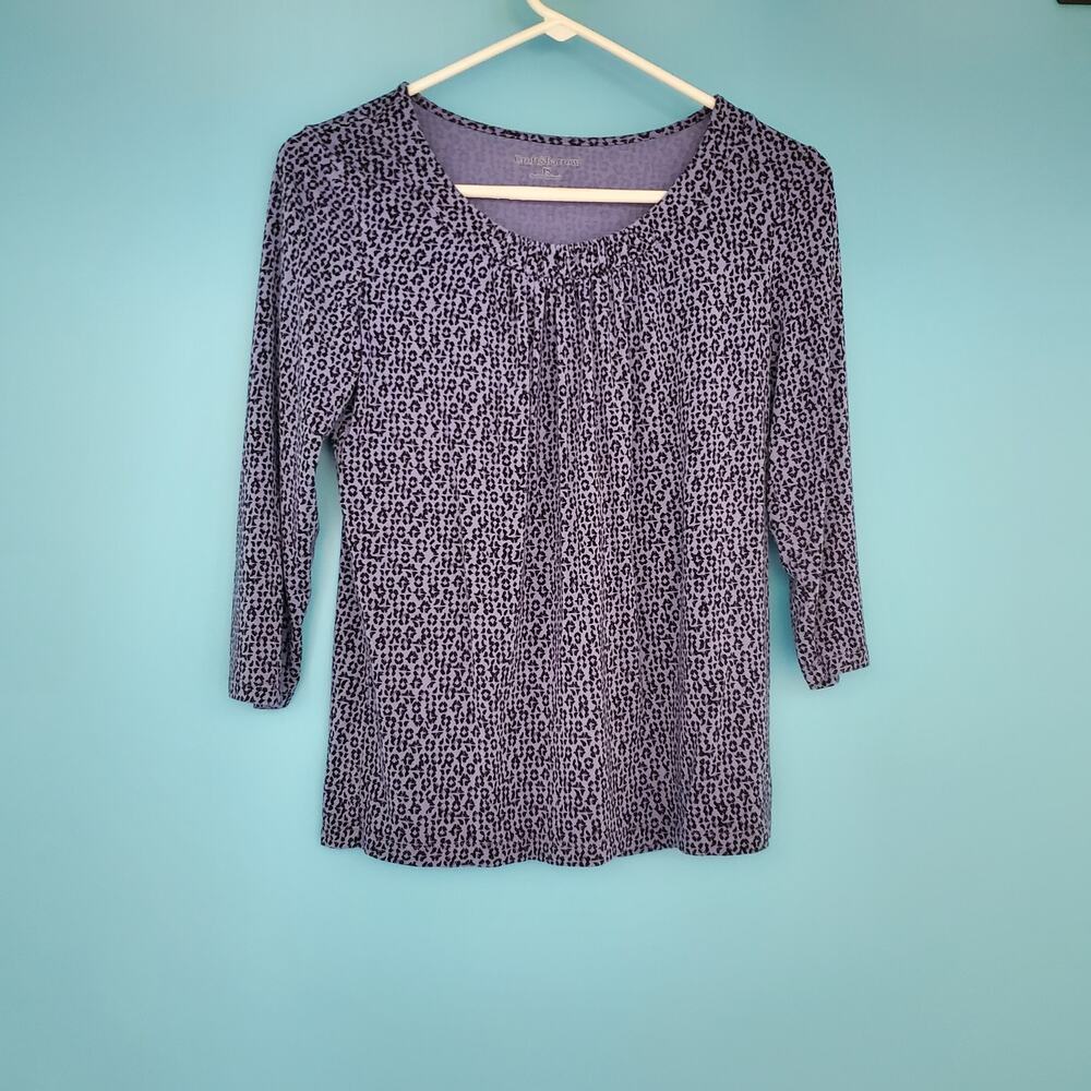Croft & Barrow Top Size PS Cheetah Print Periwinkle Short Sleeve